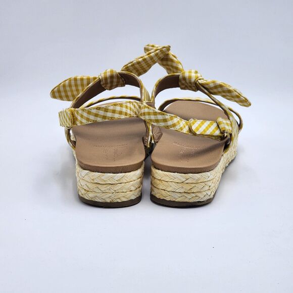 LC Lauren Conrad Rosemary Yellow Gingham Bow Sandals Size 10 - Picture 6 of 10